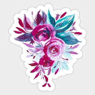 Pink blush rose bouquet, watercolor Sticker